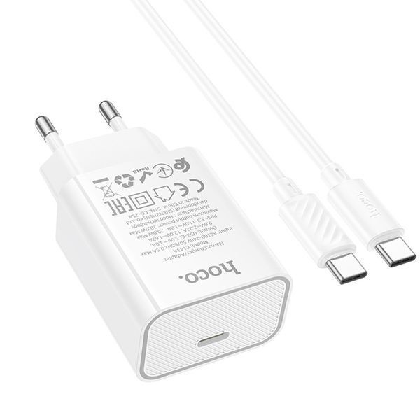 МЗП Hoco C143A Benefit PD20W (1USB-C) + кабель Type-C to Type-C 78639 фото