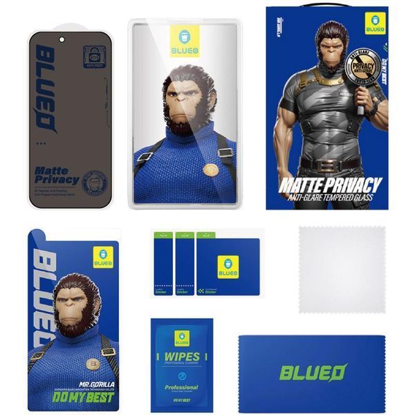 Захисне 2.5D скло Blueo Full Cover Anti-Peep Matte для Apple iPhone 17 / 17 Pro (6.3") 80608 фото