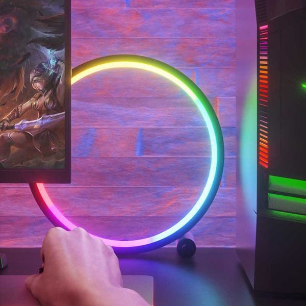 Уцінка Настільна LED лампа RGB Intelligent circular atmosphere light Bluetooth USB with app 68932 фото