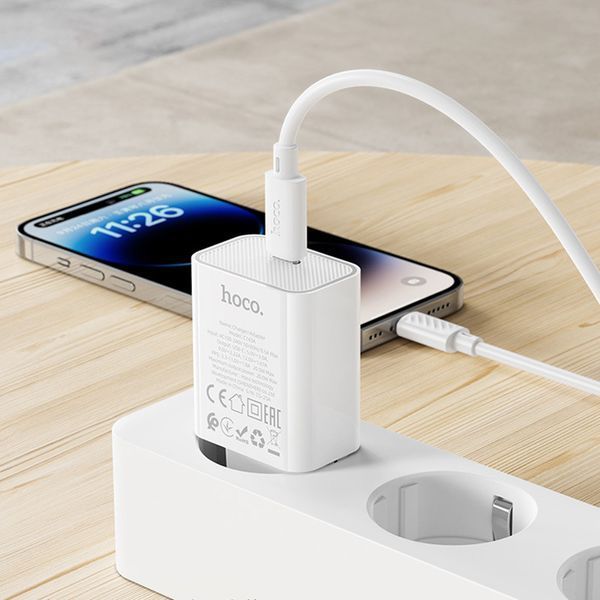 МЗП Hoco C143A Benefit PD20W (1USB-C) + кабель Type-C to Type-C 78639 фото