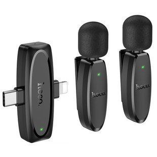 Петличний бездротовий мікрофон Hoco L15 Dual-mic clip-on wireless digital (Lightning/Type-C) 79056 фото