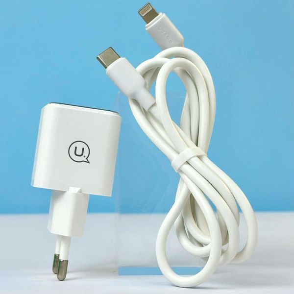 МЗП Usams US-CC186 PD30W (1USB-C) + кабель Type-C to Lightning 70769 фото