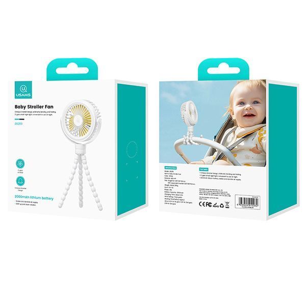Портативний вентилятор Usams ZB289 Baby Stroller fan 2000mAh 78047 фото