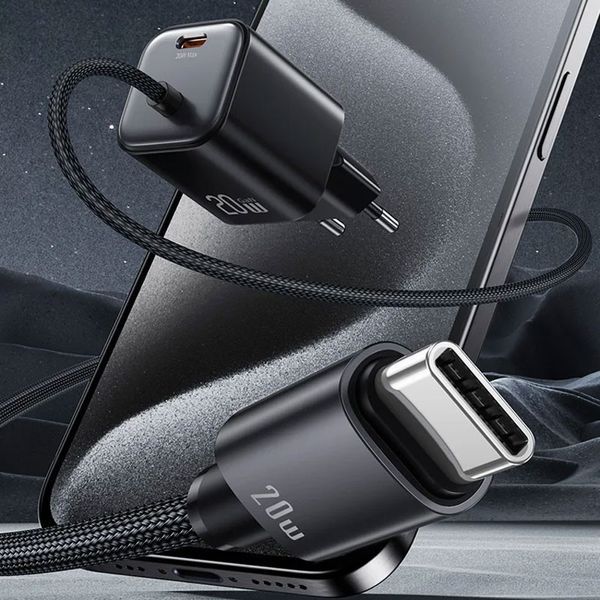 МЗП Usams US-CC261 GaN JC Ser. 20W (2USB-C) + кабель Type-C to Type-C 78331 фото