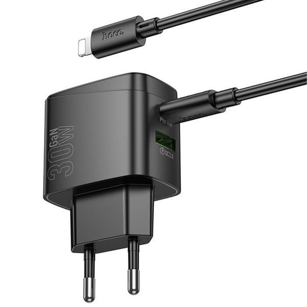 МЗП Hoco CS61A Bright PD30W+QC3.0 (1USB-A/1C) + кабель Type-C to Lightning 79065 фото