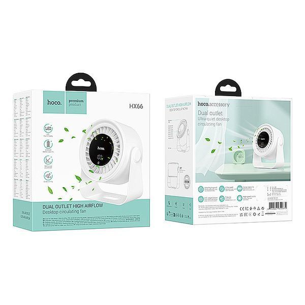 Настільний вентилятор Hoco HX66 desktop circulating fan 3000 mAh 78743 фото