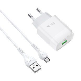 МЗП Hoco C72Q Glorious QC3.0 18W (1USB-A) + кабель USB to MicroUSB 41731 фото