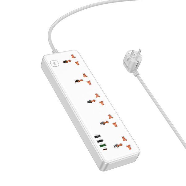 Подовжувач Hoco AC14A Rico PD30W (3USB-A/1C/5xSocket) (1.5m) 77129 фото