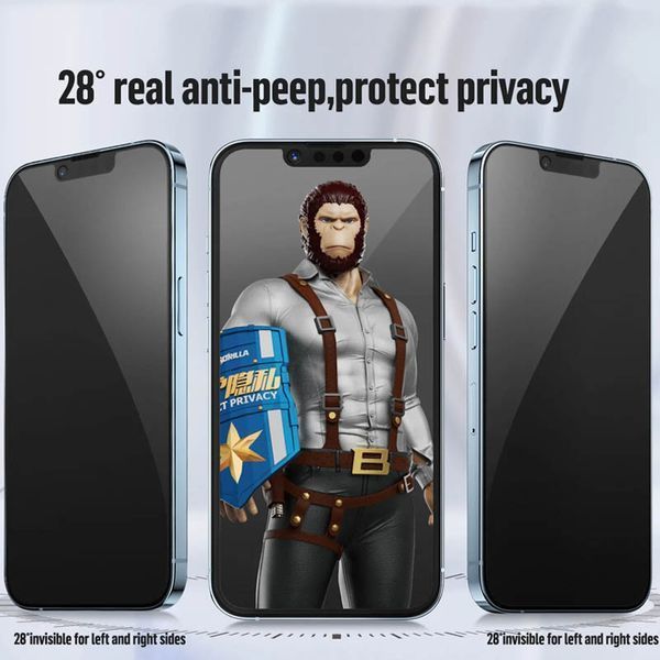 Захисне 2.5D скло Blueo Full Cover Anti-Peep для Apple iPhone 15 Pro (6.1") 65627 фото