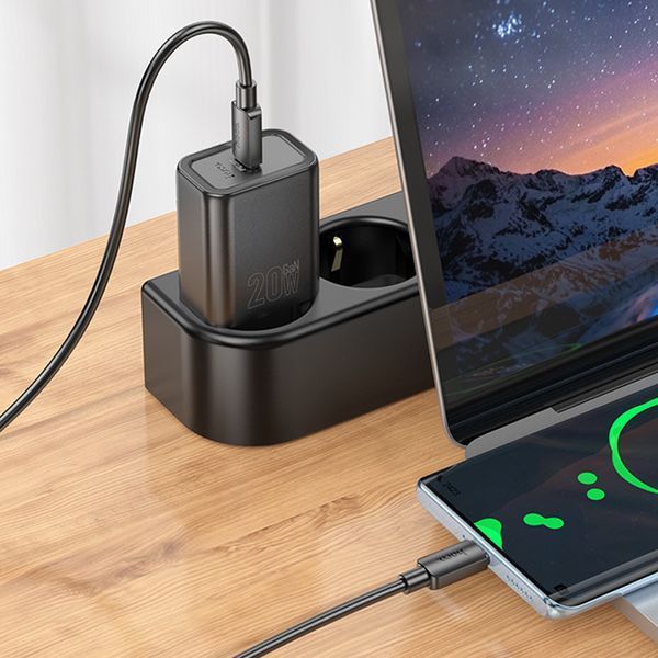 МЗП Hoco N60 Gentle PD20W (1USB-C) + кабель Type-C to Type-C 77136 фото