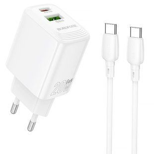 Уцінка МЗП Borofone BN27 Fuente PD20W+QC3.0 (1USB-A/1C) + кабель Type-C to Type-C 80458 фото