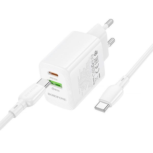 Уцінка МЗП Borofone BN27 Fuente PD20W+QC3.0 (1USB-A/1C) + кабель Type-C to Type-C 80458 фото