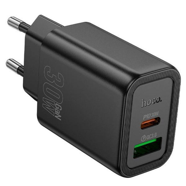 МЗП Hoco N63 Gentle PD30W+QC3.0 (1USB-A/1C) + кабель Type-C to Lightning 77137 фото