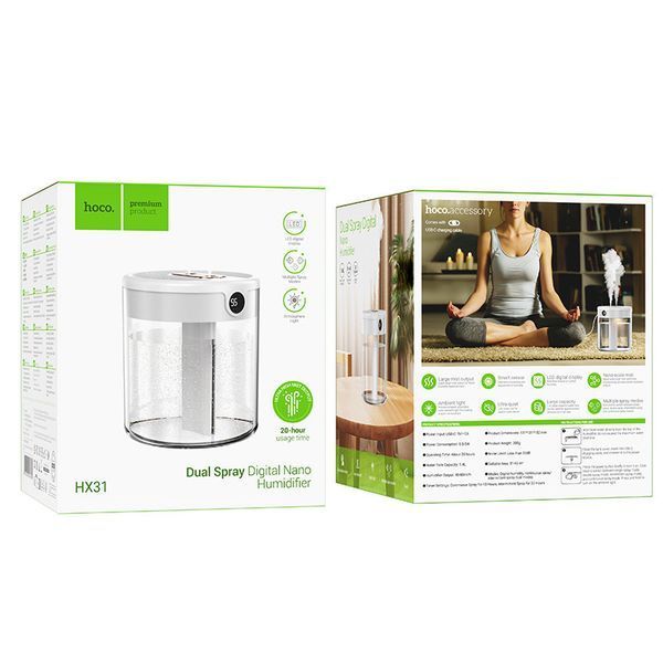 Зволожувач повітря Hoco HX31 Dual spray humidifier with digital display 78751 фото