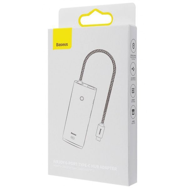 Перехідник HUB Baseus Lite Series 6in1 (Type-C to HDMI + 2xUSB 3.0 + PD+SD/TF) (WKQX05) 63730 фото