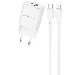 МЗП Borofone BN14 Royal PD30W+QC3.0 (1USB-A/1C) + кабель Type-C to Lightning 79276 фото