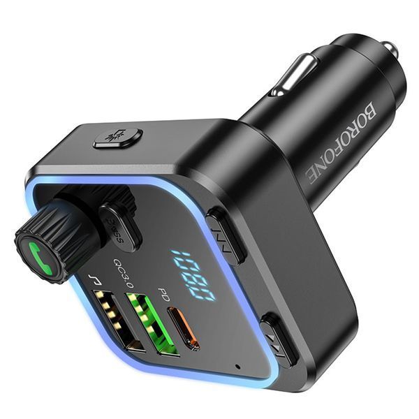АЗП FM модулятор Borofone BC53 Highway PD20W+QC3.0 (2USB-A/1C) 67812 фото