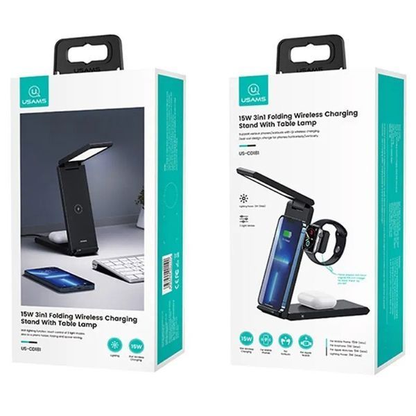 БЗП Usams US-CD181 15W 3in1 with Table Lamp 70782 фото