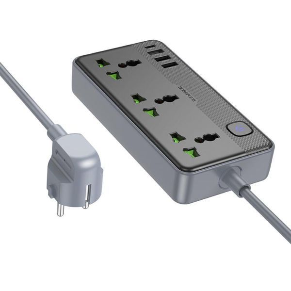 Подовжувач Borofone BAC2A (3USB-A/1C/3xSocket) (1.5m) 82978 фото