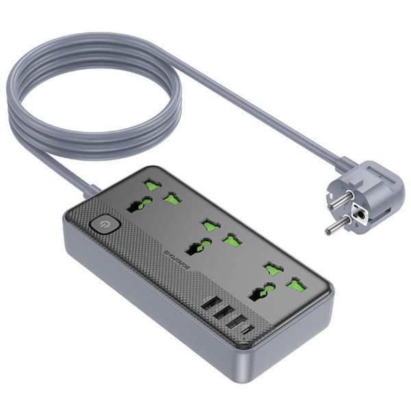 Подовжувач Borofone BAC2A (3USB-A/1C/3xSocket) (1.5m) 82978 фото