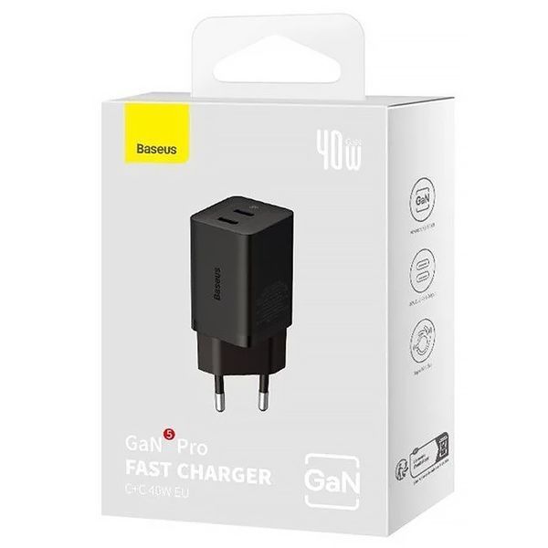 МЗП Baseus GaN5 Pro OS + Type-C to Type-C 40W (CCGP18010) 70598 фото