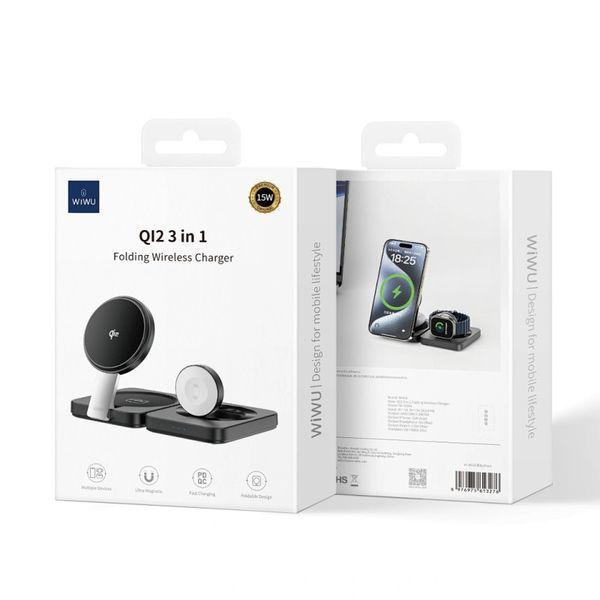 БЗП WIWU Wi-W028 QI2 3 in 1 wireless charger 78000 фото