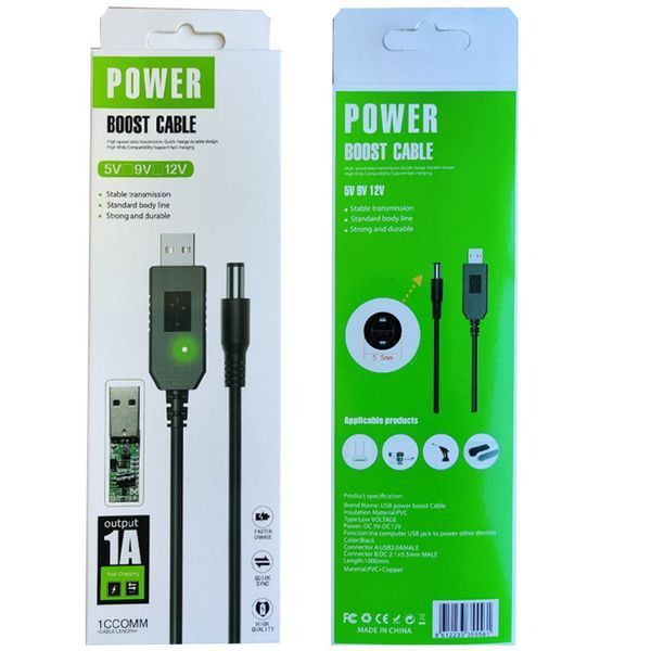 Кабель живлення для роутера/модема USB-DC (2.1x5.5mm) з перетворювачем до 12V in box (1m) 72276 фото
