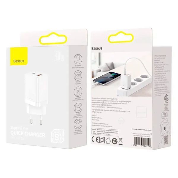 МЗП Baseus Super Si Pro Quick Charger 30W (1USB-A/1C) (CCSUPP-E) 62885 фото