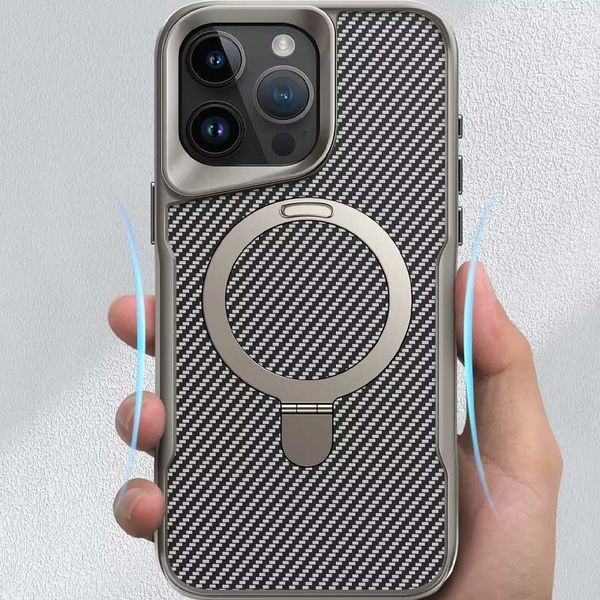 TPU+PC чохол Metal Buttons with MagSafe Carbon Ring для Apple iPhone 15 Pro (6.1") 73485 фото