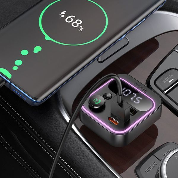 АЗП FM модулятор Hoco E85 Tiger PD20W+QC3.0 (2USB-A/1C) 73866 фото