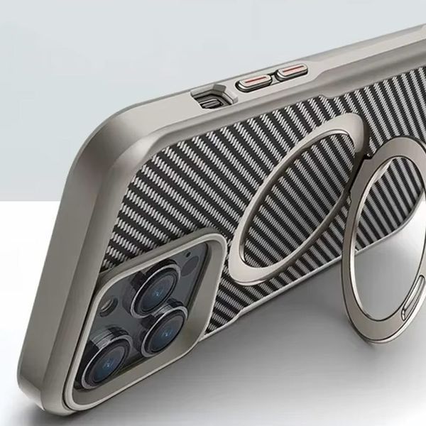 TPU+PC чохол Metal Buttons with MagSafe Carbon Ring для Apple iPhone 15 Pro (6.1") 73485 фото