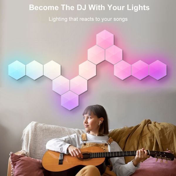 Модульный настінний світильник LED RGB 5V соты SAL-011B 6pcs Bluetooth USB with app 70797 фото