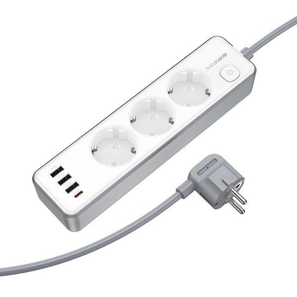 Подовжувач Borofone BAC9 Power PD20W (3USB-A/1C/3xSocket) (2m) 79283 фото