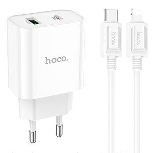 МЗП Hoco C80A Plus Rapido PD20W+QC3.0 (1USB-A/1C) + кабель Type-C to Lightning 71085 фото
