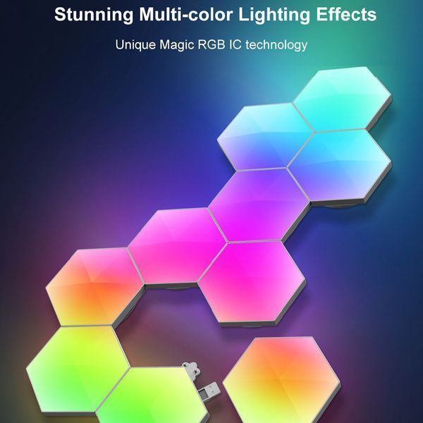 Модульный настінний світильник LED RGB 5V соты SAL-011B 10pcs Bluetooth USB with app 70798 фото