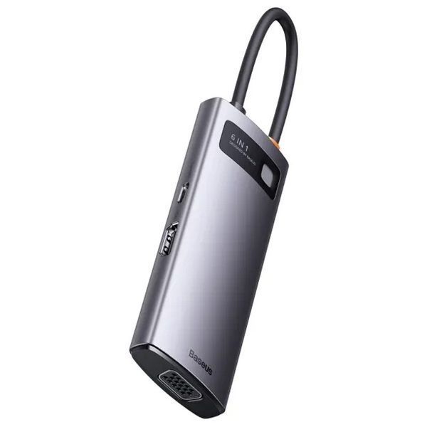Перехідник HUB Baseus Metal Gleam Series 6-in-1 Multifunctional Type-C (WKWG080013) 62897 фото