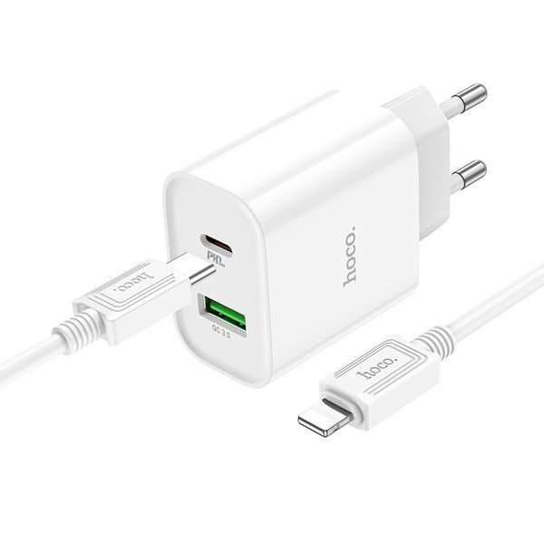 МЗП Hoco C80A Plus Rapido PD20W+QC3.0 (1USB-A/1C) + кабель Type-C to Lightning 71085 фото