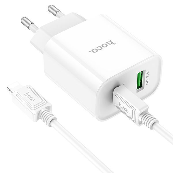 МЗП Hoco C80A Plus Rapido PD20W+QC3.0 (1USB-A/1C) + кабель Type-C to Lightning 71085 фото