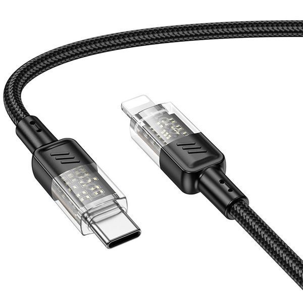 Дата кабель Hoco U129 Spirit Transparent Type-C to Lightning 27W (1.2m) 71090 фото