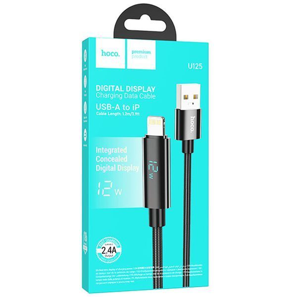 Дата кабель Hoco U125 Benefit 2.4A USB to Lightning with display (1.2m) 69091 фото