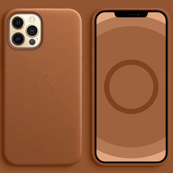 Уцінка Шкіряний чохол Leather Case (AAA) with MagSafe and Animation для Apple iPhone 12 Pro/12 (6.1") 52000 фото