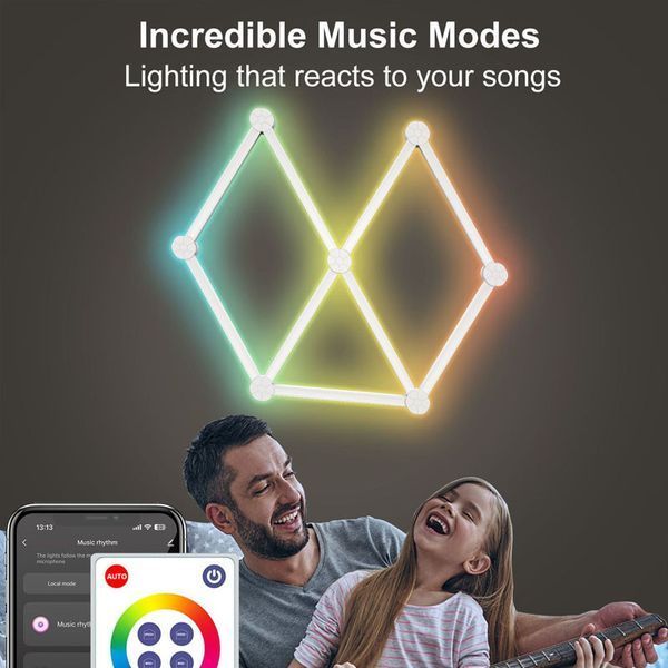 Модульный настінний світильник LED RGB 5V SAL-014B 9pcs Bluetooth USB with app 70801 фото