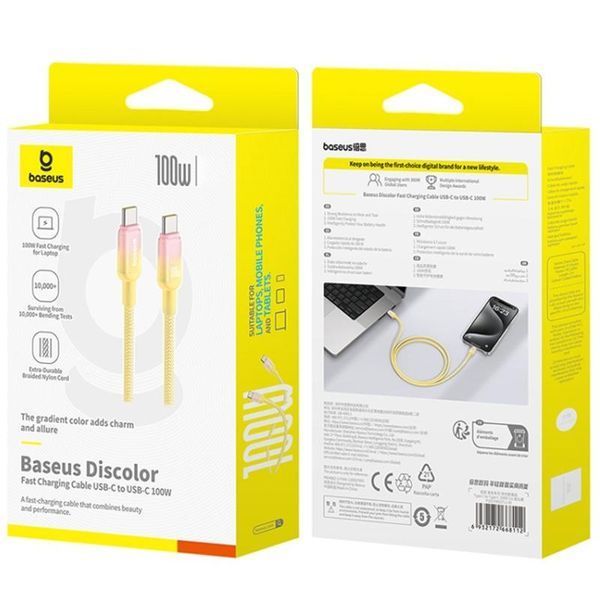 Дата кабель Baseus Discolor Series Fast Charging Type-C to Type-C 100W (1m) (P10374902) 76486 фото