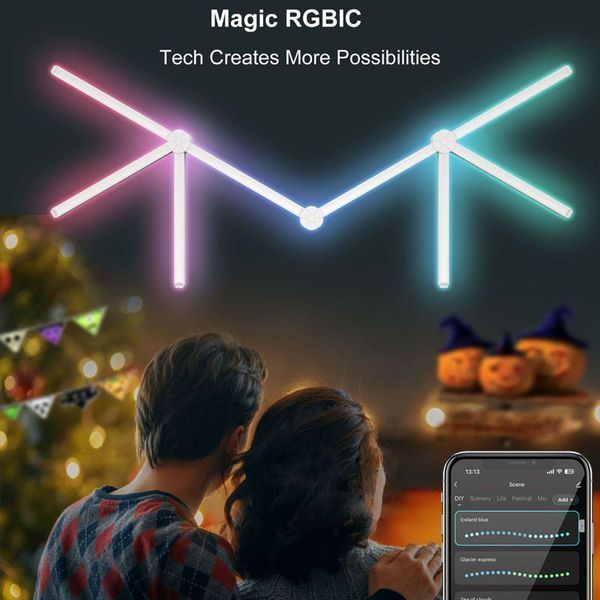 Модульный настінний світильник LED RGB 5V SAL-014B 9pcs Bluetooth USB with app 70801 фото