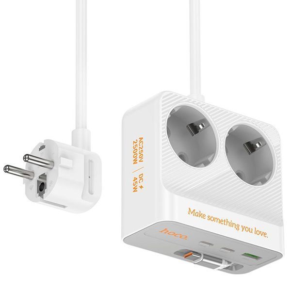 Подовжувач Hoco AC28 Descanso (PD45W/1C/3A/2xSocket) (2m) 79073 фото