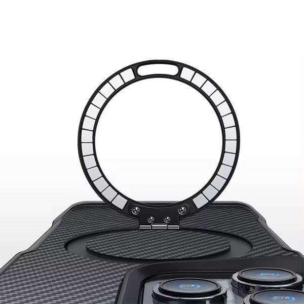 TPU+PC чохол Metal Buttons with MagSafe Carbon Ring для Apple iPhone 15 Pro Max (6.7") 73486 фото