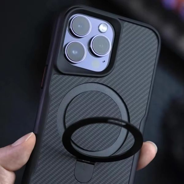 TPU+PC чохол Metal Buttons with MagSafe Carbon Ring для Apple iPhone 15 Pro Max (6.7") 73486 фото