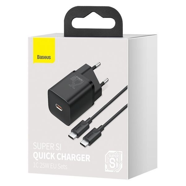 МЗП Baseus Super Si Quick Charger 25W (1USB-C) + кабель Type-C to Type-C (TZCCSUP-L) 49193 фото