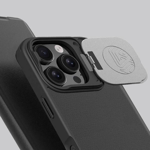 Шкіряний чохол-книжка Nillkin Qin Prop Plain Camshield для Apple iPhone 16 Pro (6.3") 74667 фото