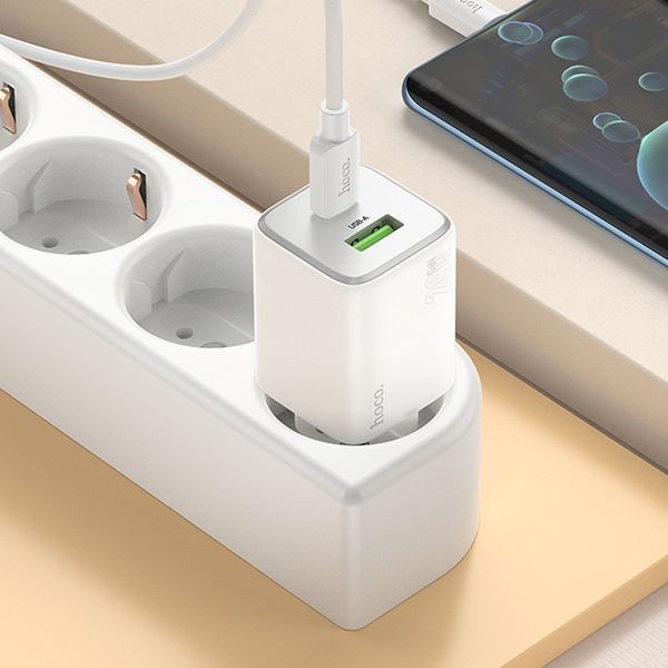 МЗП Hoco N41 Almighty PD20W+QC3.0 (1USB-A/1C) + кабель Type-C to Type-C 71095 фото